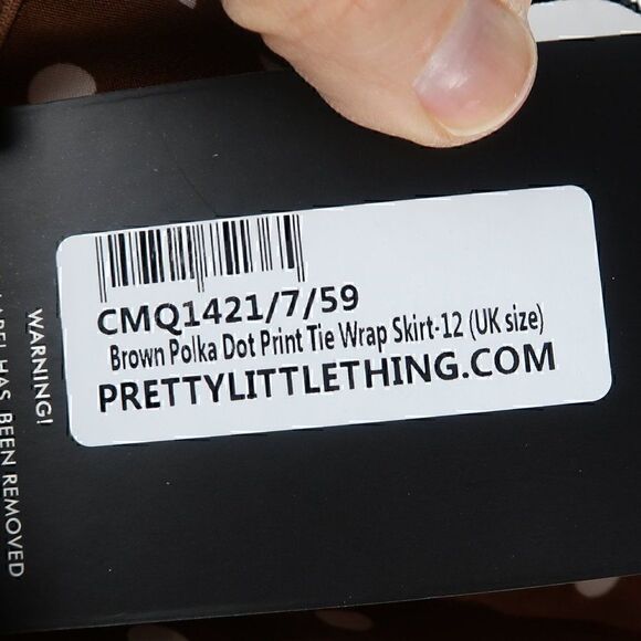PRETTYLITTLETHING BROWN POLKA DOT PRINT TIE WRAP SKIRT SIZE 8 NWT - Picture 5 of 12